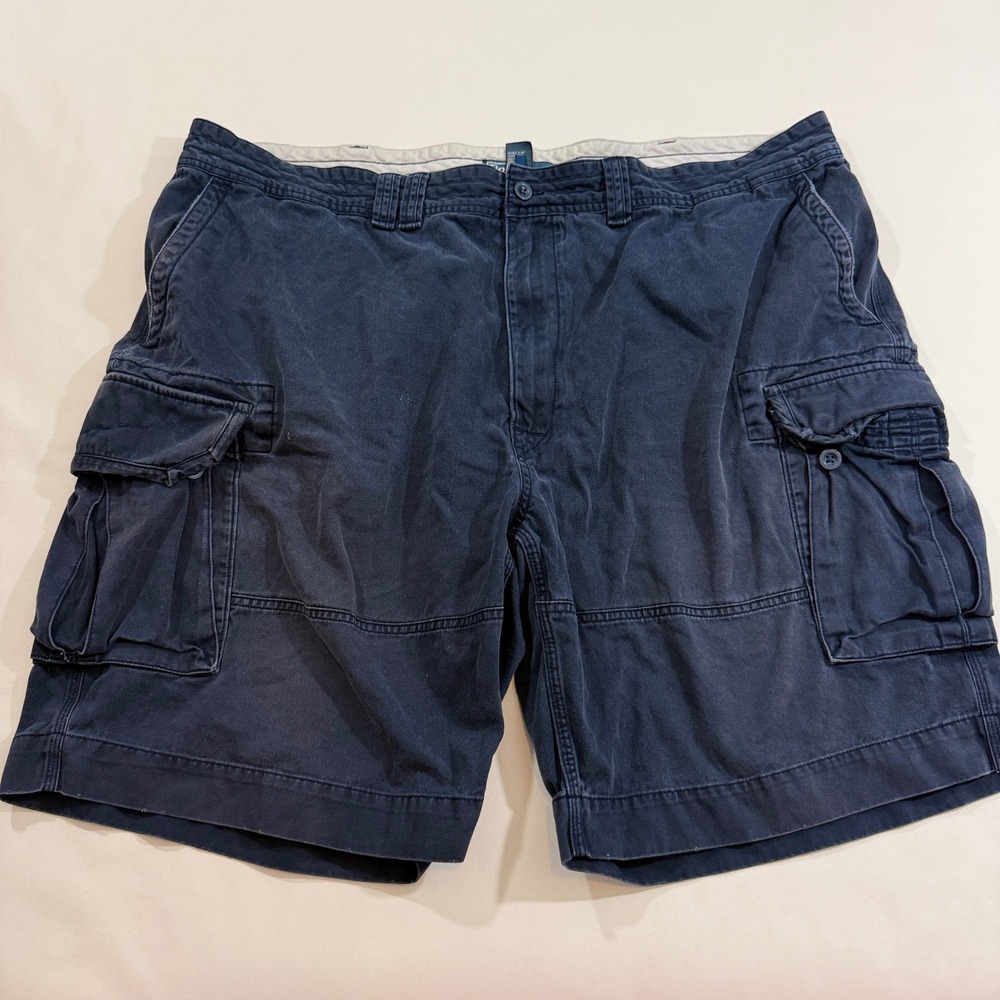 Polo Ralph Lauren Cargo Shorts Mens 42 Navy Blue Utility Cotton Faded